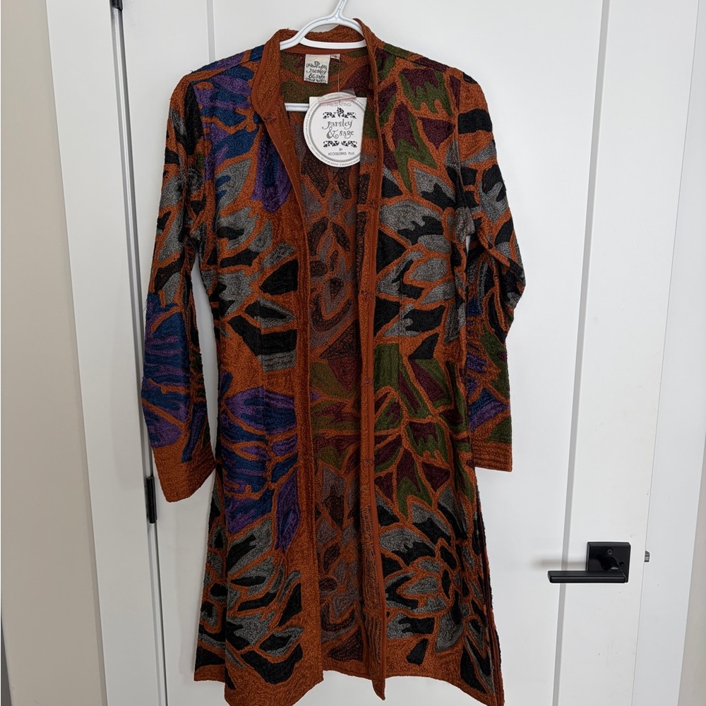 NWT Parsley & Sage Embroidered Long Cardigan